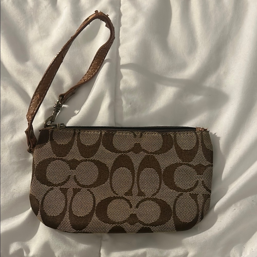 Brown Signature Wristlet